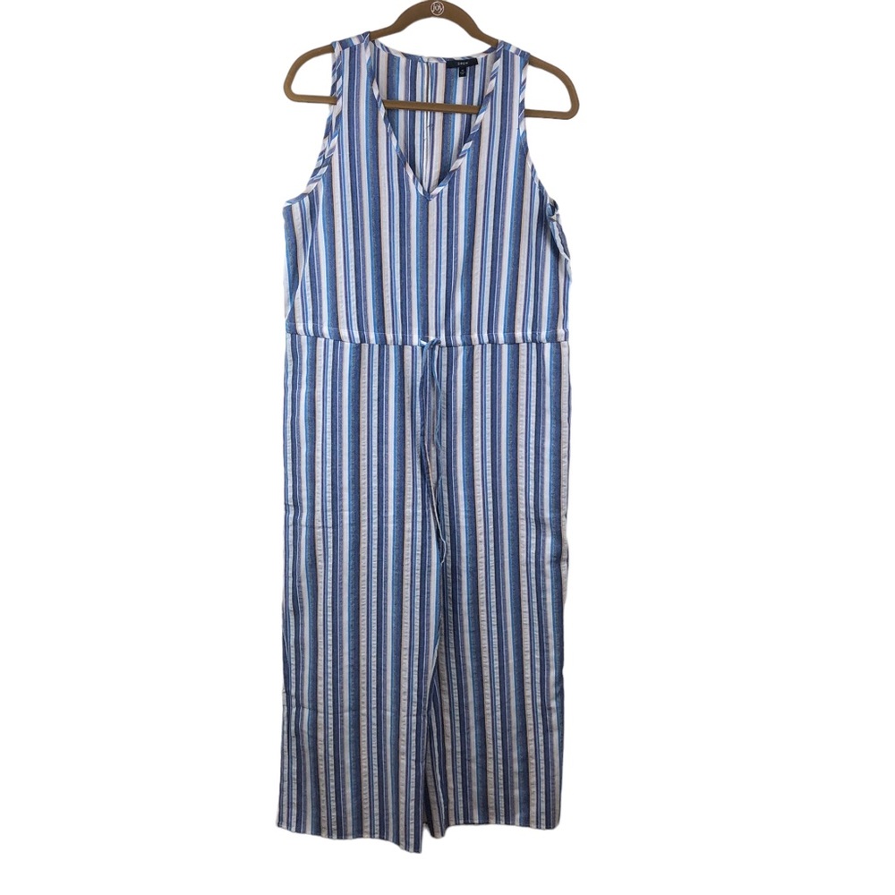 Anthropologie Drew Jumpsuit Sleeveless Striped Blue Size Medium